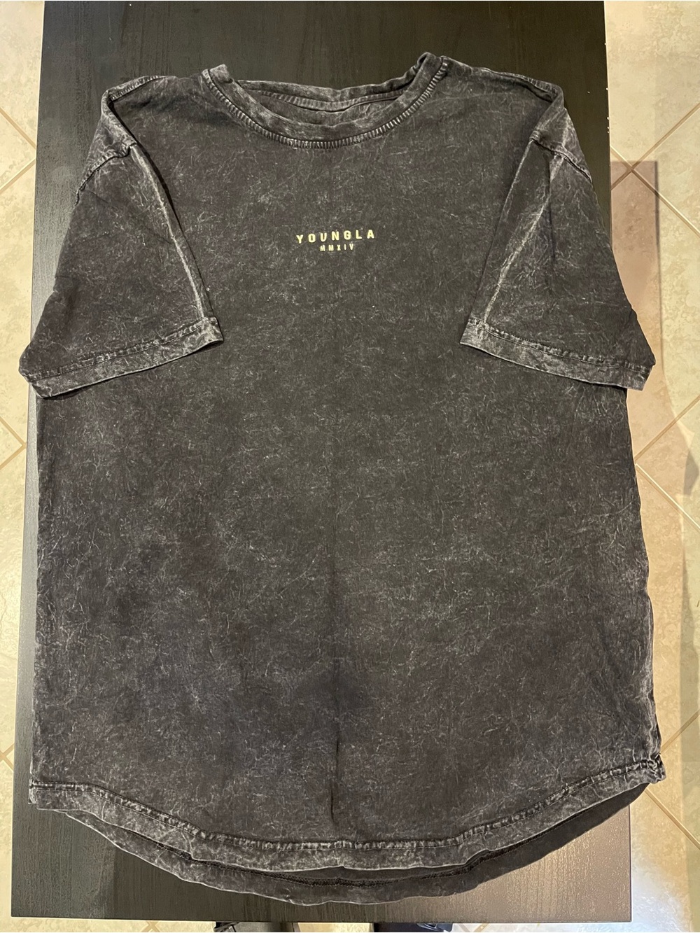 YoungLA Distressed Gray Mineral Wash Tee